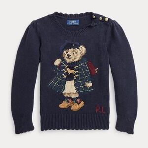 Ralph Lauren Polo Bear Cotton Sweater Kids Size 2 Scalloped Trim Preppy SOLD OUT